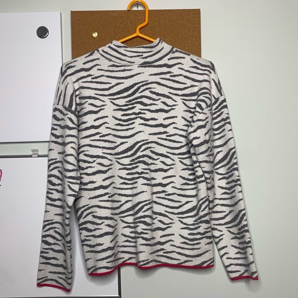 Anthropologie Lizzie Mock Neck Zebra Print Sweater - Picture 7 of 8